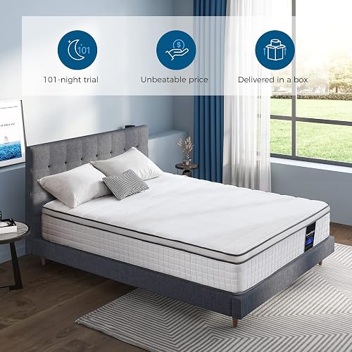 Inofia Full Size Mattress, 10 Inch Full Hybrid Mattress, Cool Memory