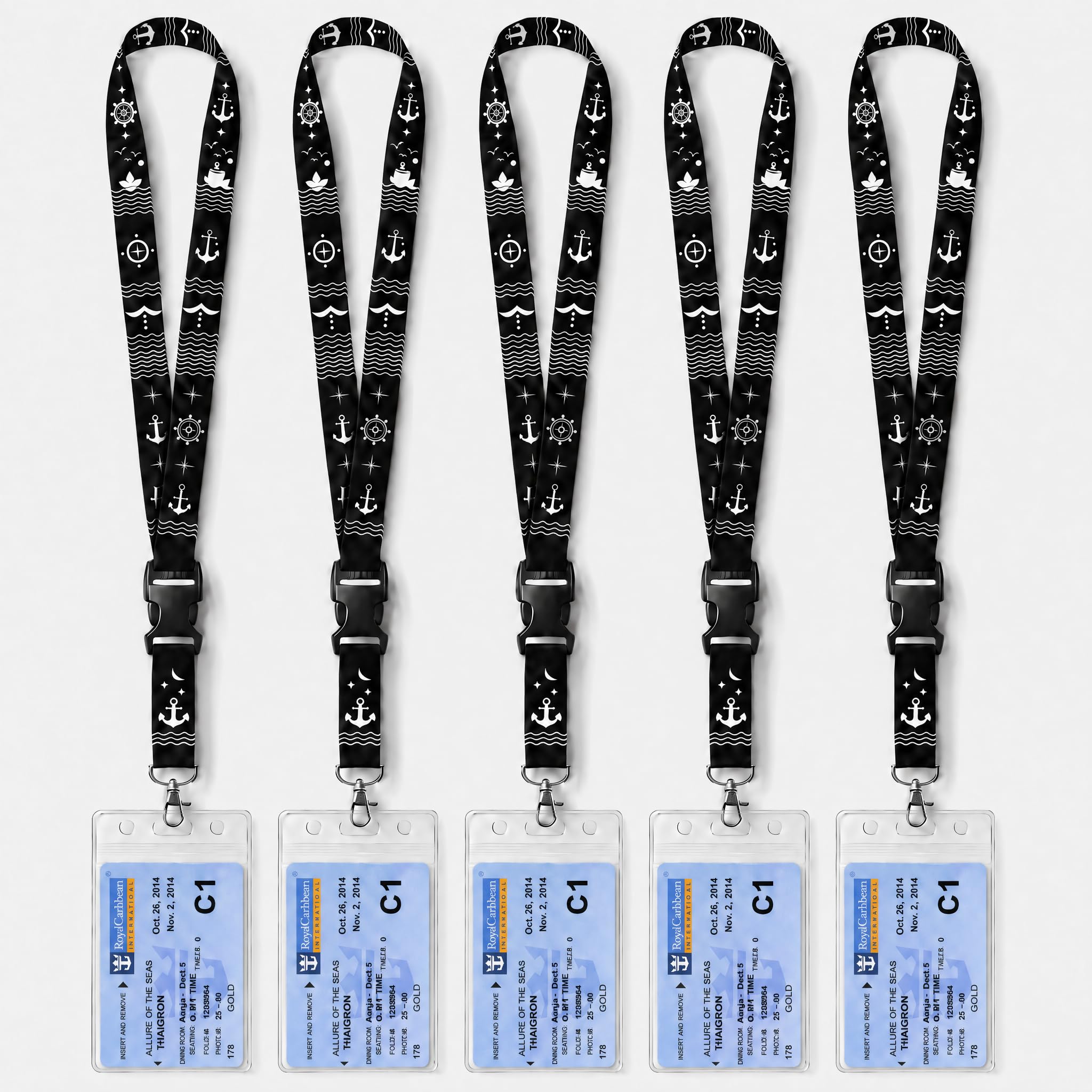 Avorast 5 Pack Cruise Lanyards for Ship Cards, Cruise Essentials
