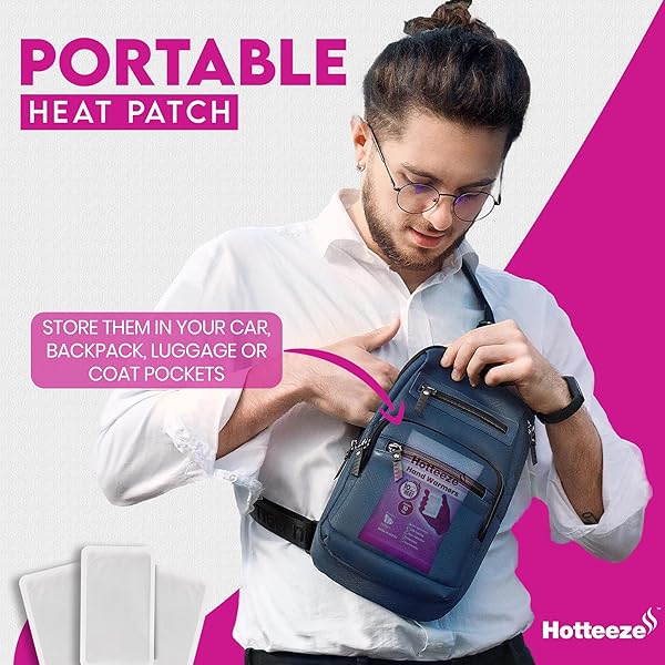HOTTEEZE HAND WARMERS ECO FRIENDLY SELF ADHESIVE DISPOSABLE ODOURLESS PAIN RELIEF GLOVE WARMER FOR 10 HOURS OF HEAT, INSTANT AIR ACTIVATED POCKET HEATER – 1 PACK (10 PADS)