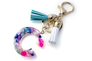 Fario Alphabet Initial Letter A-Z Keychains for Women Tassel Pendant Key Ring for Purse Handbags Women Girl