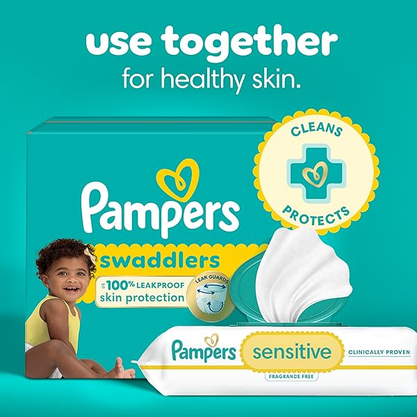 PAMPERS BABY WIPES, SENSITIVE, WATER BASED WIPE, CLINICALLY PROVEN, HYPOALLERGENIC, AND UNSCENTED FOR BABIES, 672 WIPES TOTAL (8 FLIP-TOP PACKS)
