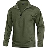 KEFITEVD Men's Quarter Zip Pullover Fleece Lined Long Sleeve Golf Shirt 1/4 Zip Sweatshirts Thermal Winter Sweaters
