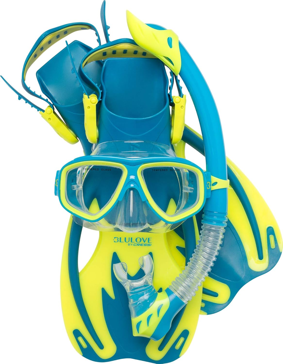 Cressi Rocks Set, Kids Set (Mask, Snorkel, and Fins) for Snorkeling and Swimming Cressi
