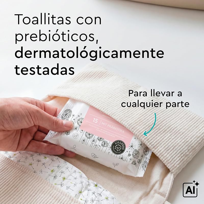 Toalhitas prebióticas LILLYDOO, 150 unidades, macias e sem fragrância