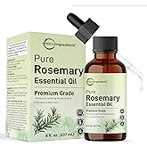Micro Ingredients Rosemary Essential Oil for Hair, Scalp & Skin, 8 fl oz – 100% Pure & Natural with Dropper | Aromatherapy, Diffuser, Soap, Candle & Massage Use | Woody Herbal Aroma, Cruelty-Free