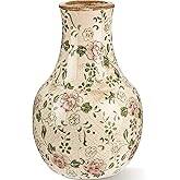 LemonRoad Vintage Ceramic Flower Vase 5.7 Inch Chinoiserie Ice Cracked Glaze Porcelain Vase Rustic Ceramic Large Centerpieces for Home Table Living Room Bookshelf Office(Plum Blossom Style)