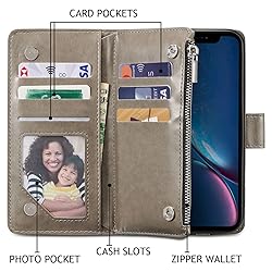 UEEBAI Wallet Case for iPhone XR, Premium Vintage