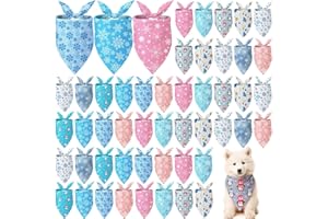 Weewooday 50 Pcs Winter Bandanas Bulk for Dogs Snowflake Cats Bandanas Charm Soft Triangle Bibs Adjustable Scarf for Small Medium Large Pets Winter Costume(19.7 x 13.8 x 13.8 Inch)