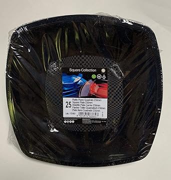 Plato plano gold plast microondas cuadrado negro 230 mm, cartón ...