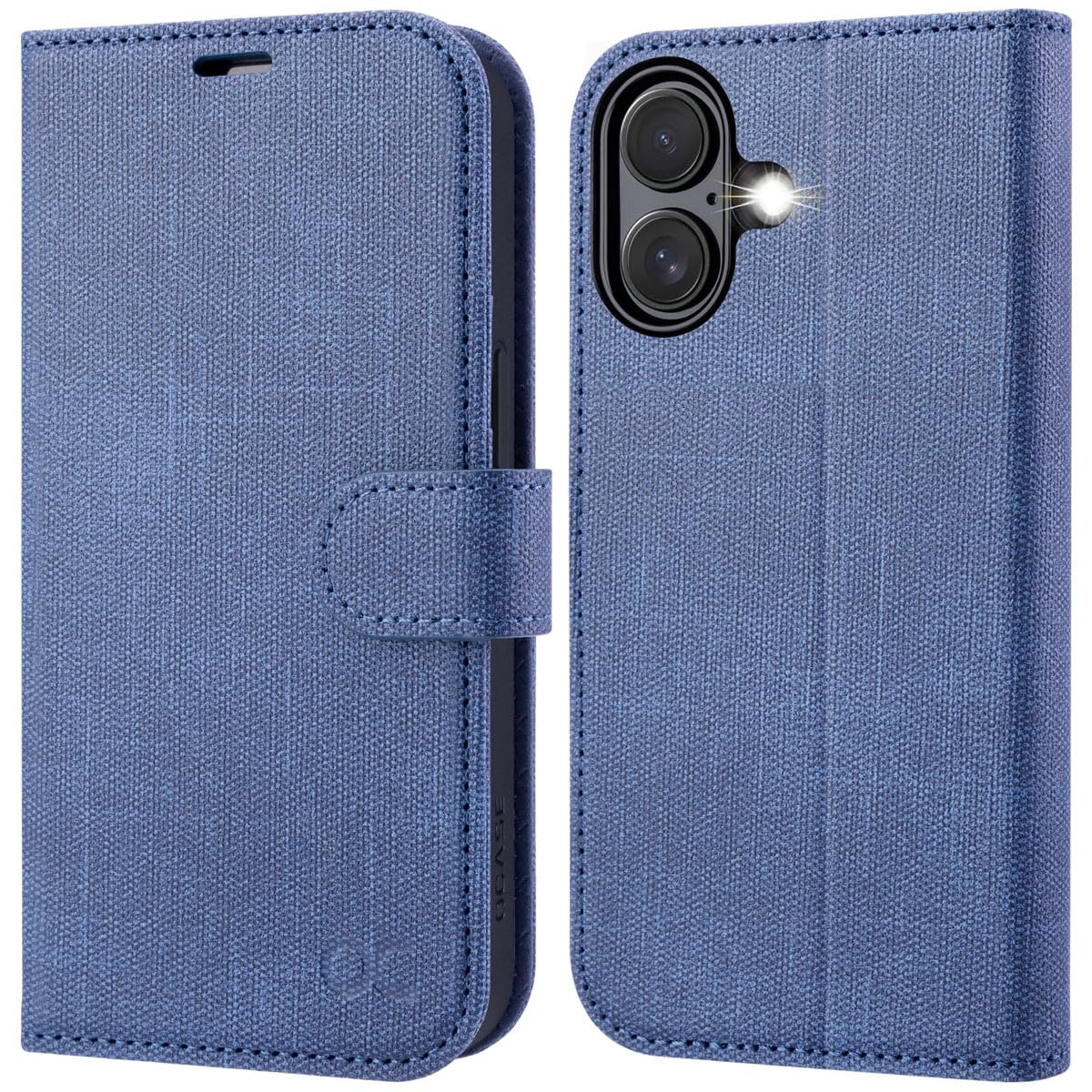 OCASE for iPhone 16 Case, PU Leather Wallet, Magnetic Flip Folio Cover with RFID Blocking, Card Holders, Shockproof TPU, and Kickstand for 6.1 Inch iPhone 16 (2024), Denim Blue