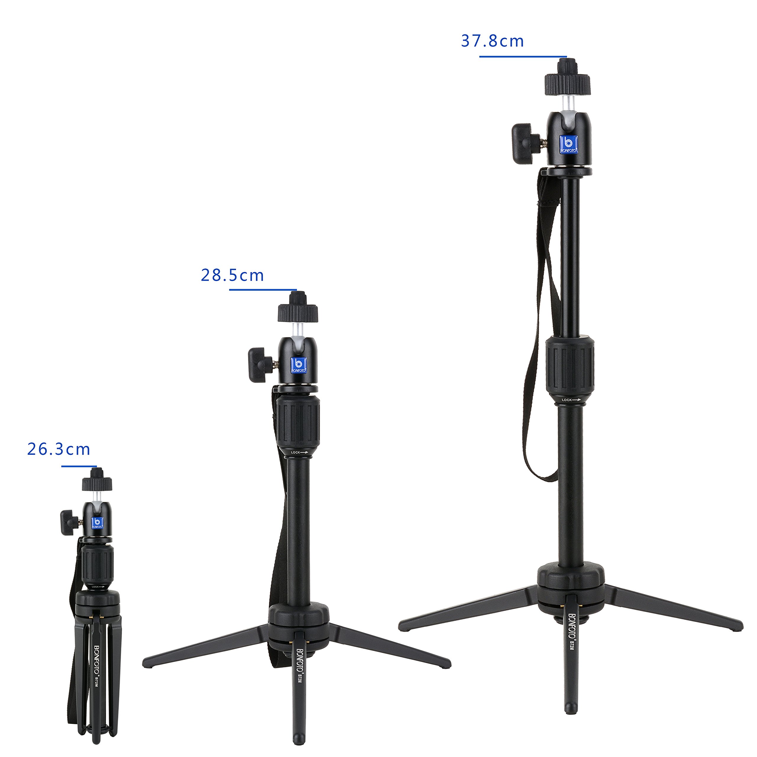 BONFOTO Handy Ministativ Kamera Monopod Aluminium Tragbare Standhalter mit Kugelkopf und Handy-clip für DSLR Kameras