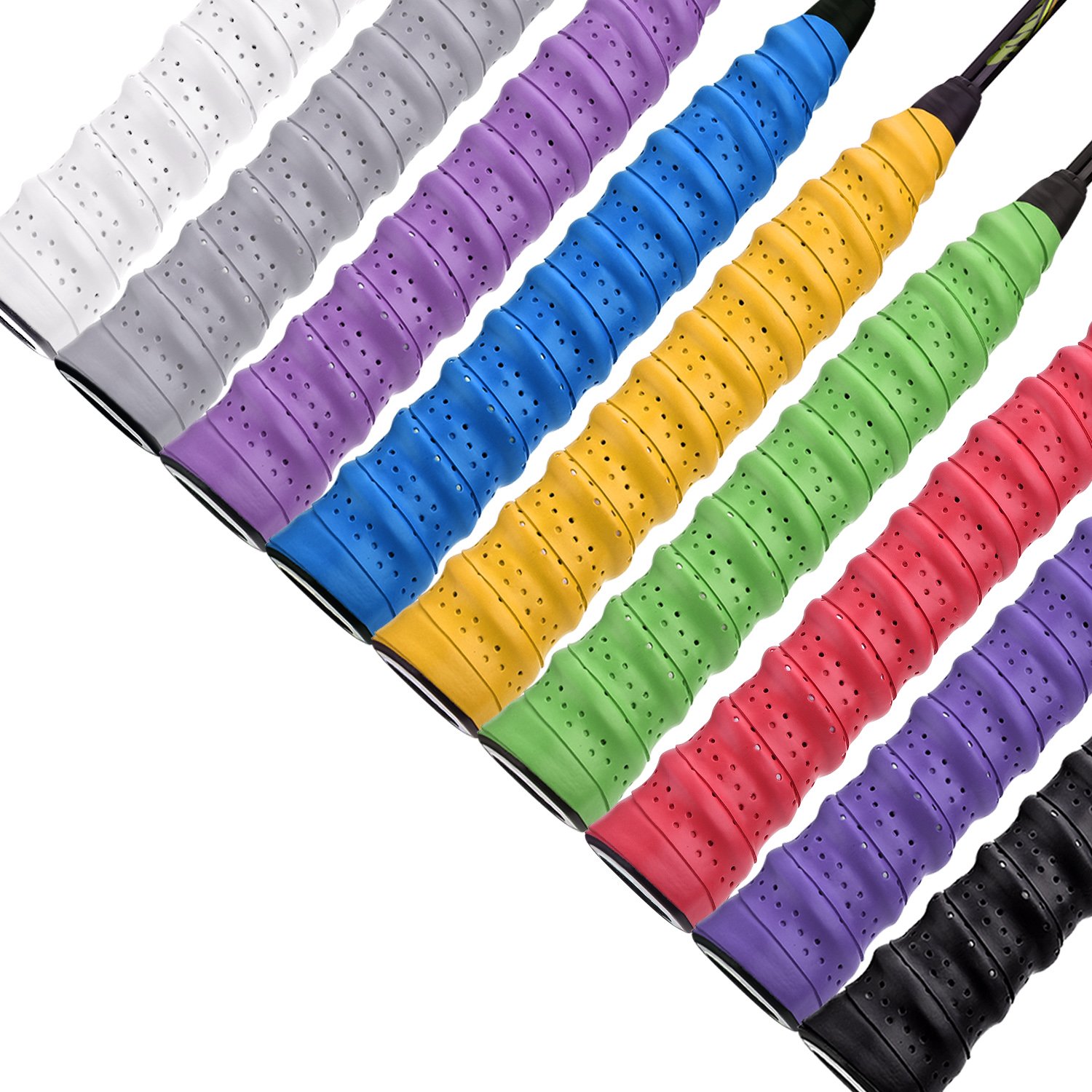 Pangda 9 Pieces Tennis Badminton Racket Overgrips for Anti slip and Absorbent Grip Multicolor