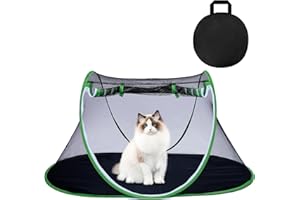 EPINOVO Cat Tent Outdoor, Portable Outdoor Cat Enclosures Suitable for Bearded Dragon, Dogs and Small Animals, Foldable Pet Tent with Carry Bag (Green)