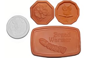 JBK Pottery Kitchen Bundle Set – 2 Brown Sugar Savers, Bread Warmer, and Pot Minder Disc – Great for Keeping Sugar Soft, Bread Warm, and Preventing Boil-Over – Ideal Kitchen Accessories – Set of 4