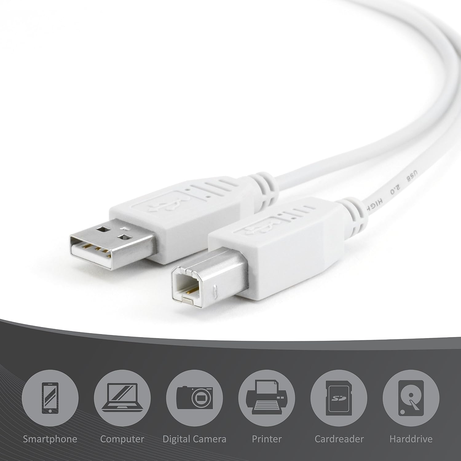 Cable de Impresora 5m Cable USB A B Premium 5 Metros CSL Negro Accesorios  Cables y conectores