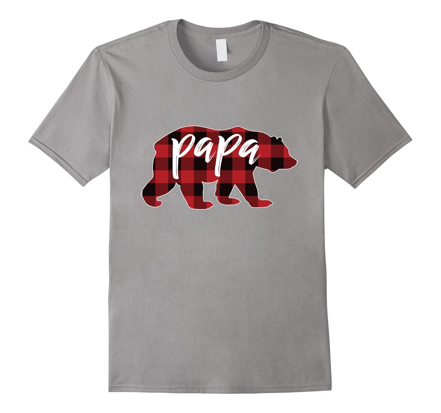 Papa Bear T Shirt, Buffalo Plaid Papa Bear Shirt-Rose