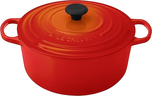 Le Creuset LS2501-282 Signature Enameled Cast-Iron Round French (Dutch) Oven, 7-1/4-Quart, Flame