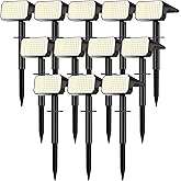LANSOW Solar Spot Lights Outdoor Waterproof IP67, (12 Pack/90 LED/4 Modes) Solar Landscape Spotlights, 2-in-1 Solar Powered Flood Lights for Yard Garden Pathway Outside Tree, Auto ON/Off(Cool White)