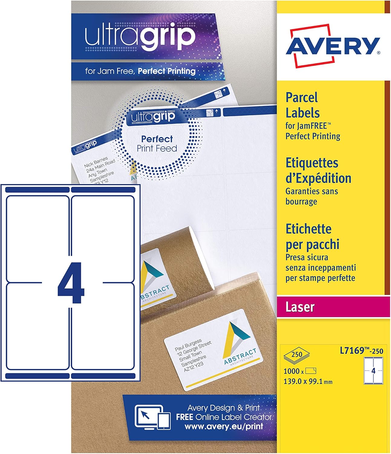 avery a4 labels 4 per sheet