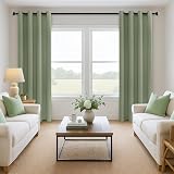 MRTREES Blackout Curtains 2 Panels 46x54 Sage Green Eyelet Thermal Living Room view 6
