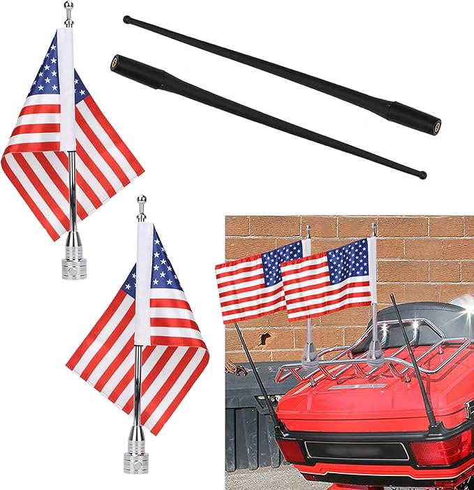 13 Inch Antenna,Motorcycle Flag Pole Mount with US American