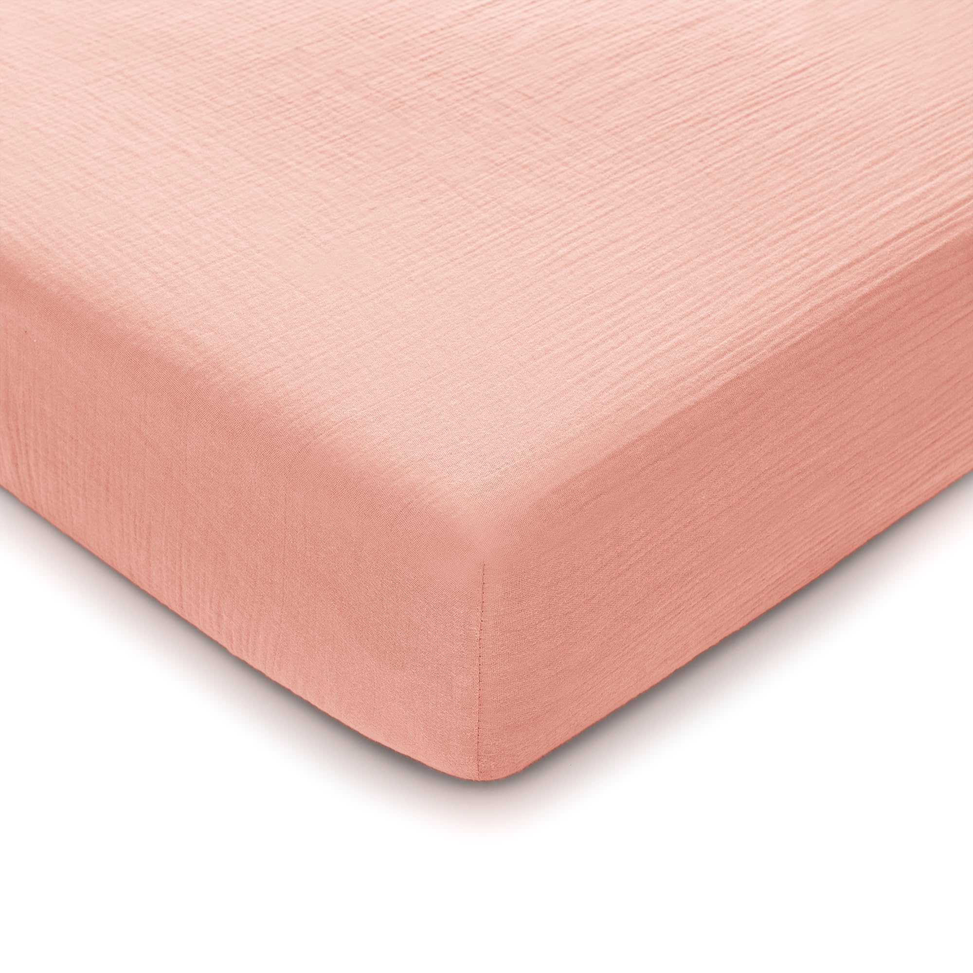 Comfy Cubs Muslin Fitted Cot Sheet - Soft & Breathable for Standard Baby Cot & Crib Mattress - Snug Fit with Secure Elastic, Beautifully Packaged for Boys & Girls - Lace Pink