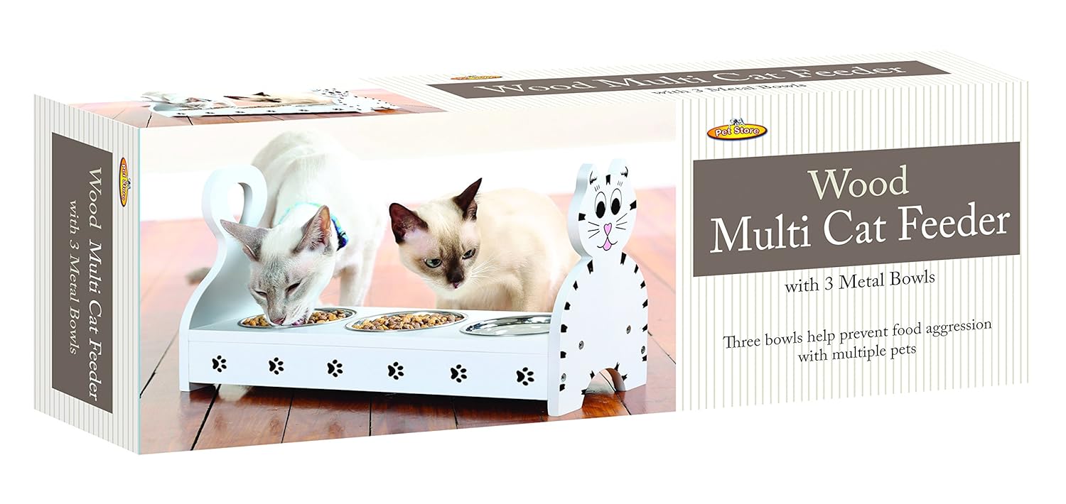 Amazon Com Etna Productos Tt Madera Multi Comedero Para Gatos