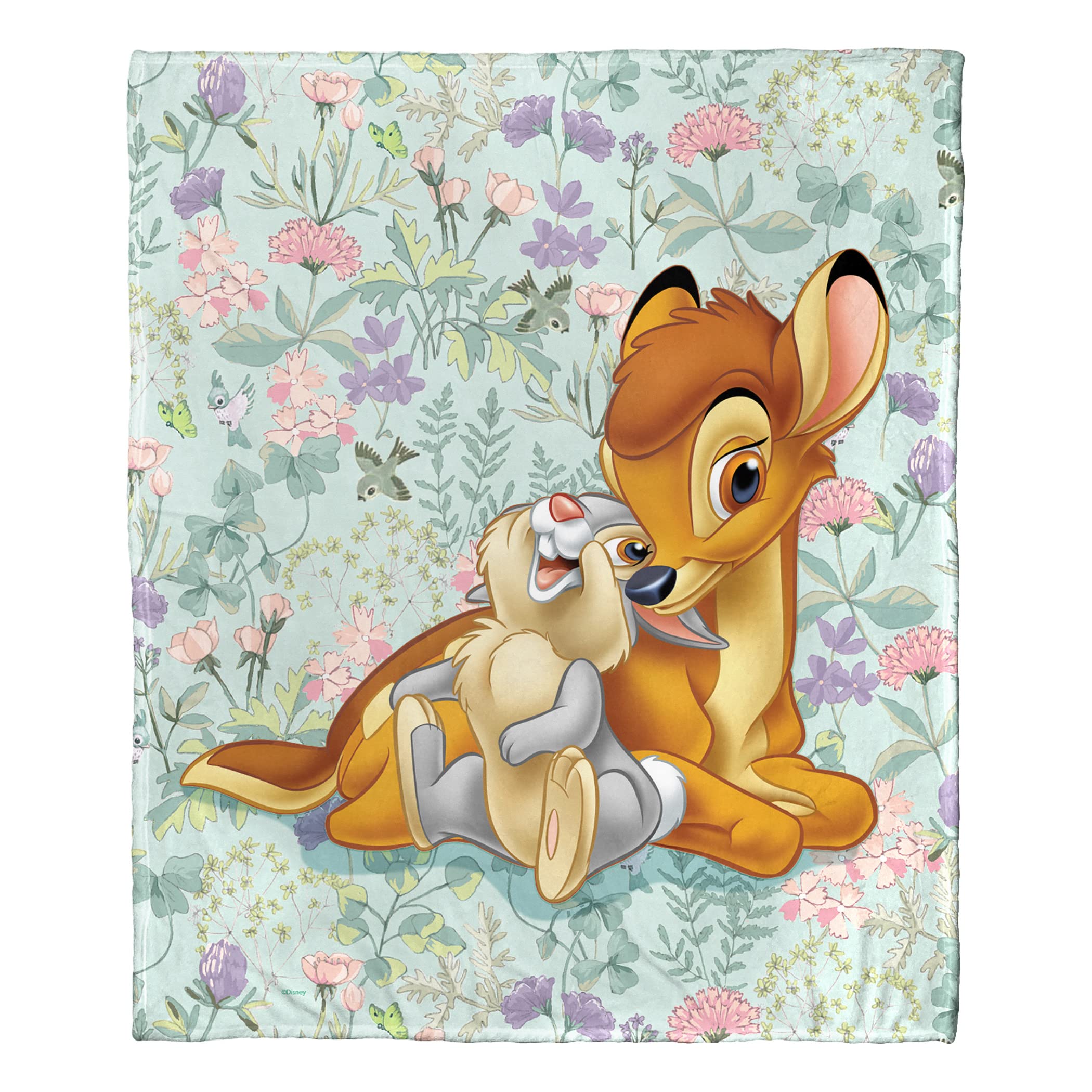 Northwest Disney's Bambi 80th Celebration Silk Touch Throw Blanket, 50" x 60", Botanical Duo