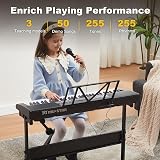 MUSTAR 61 Key Light-Up Keyboard Piano with Stand Stool Microphone Kit view 4