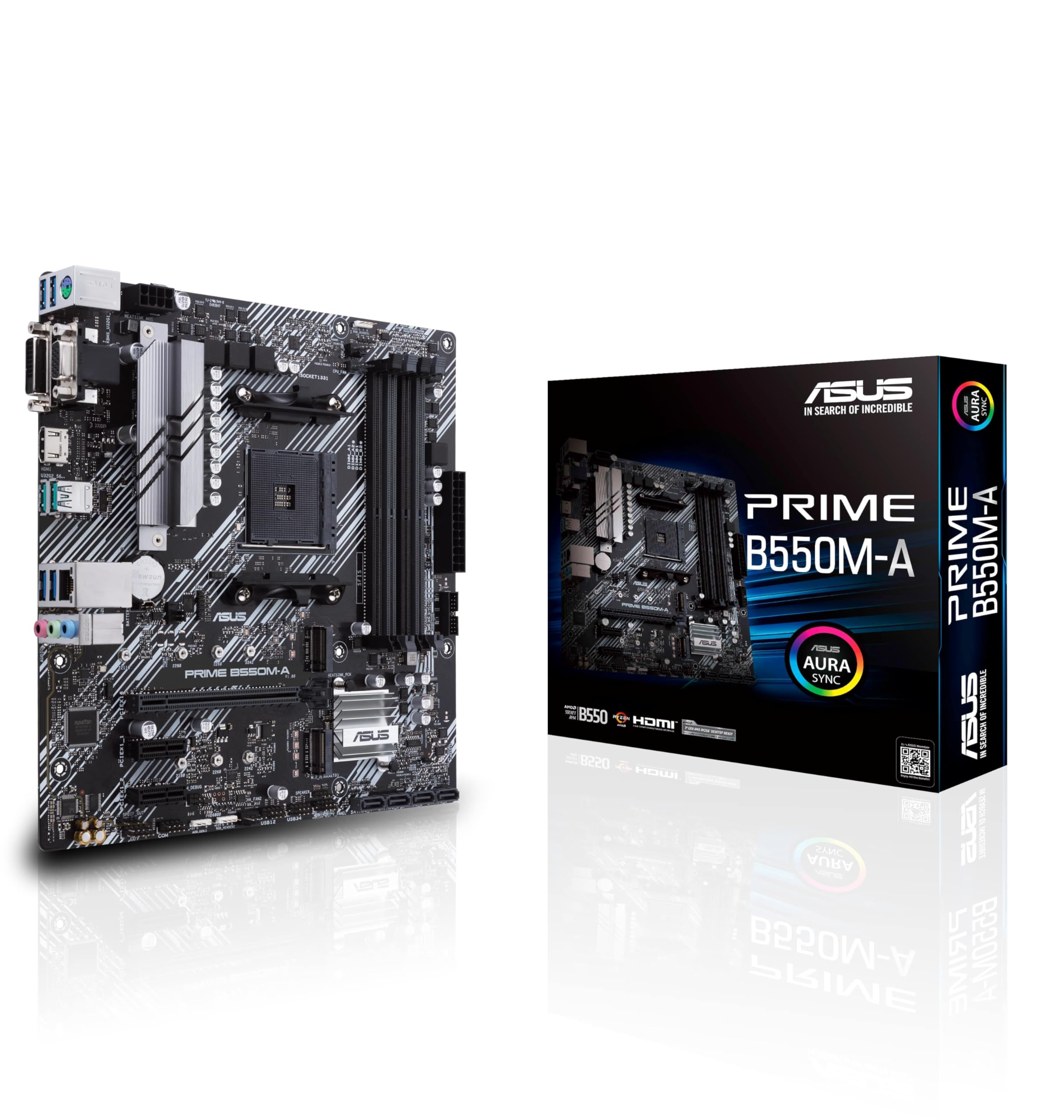 ASUS PRIME B550M-A - Motherboard - micro ATX - Socket AM4 - AMD B550 Chipset - USB 3.2 Gen 1, USB 3.2 Gen 2 - Gigabit LAN - onboard graphic