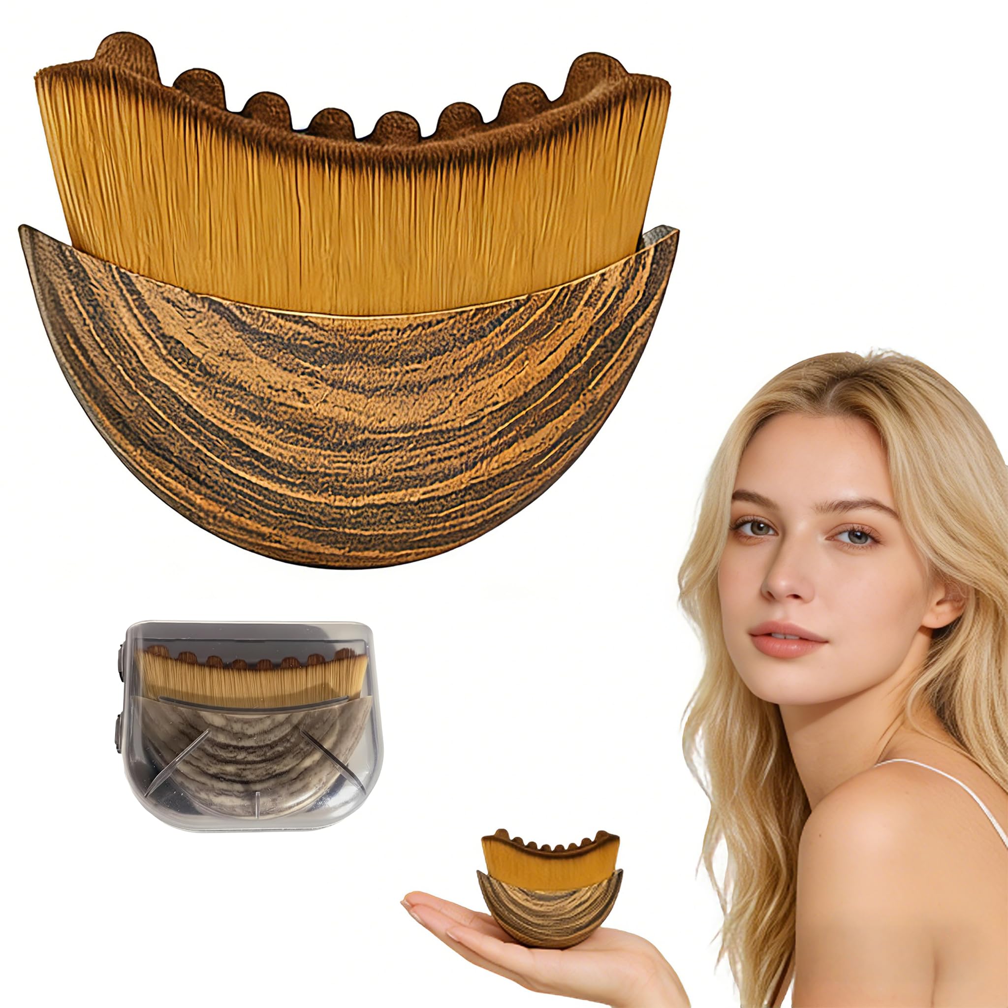 Photo 1 of 1PCS Lymphatic Contour Face Brush, Soft Facial Drainage Massager Tool for Face & Neck Lifting, Jawline Chin Sculpting, De-Puff Dry Brushing, Gua Sha Brush, Curved Ergonomic Design(Brown, 1-Pack)
