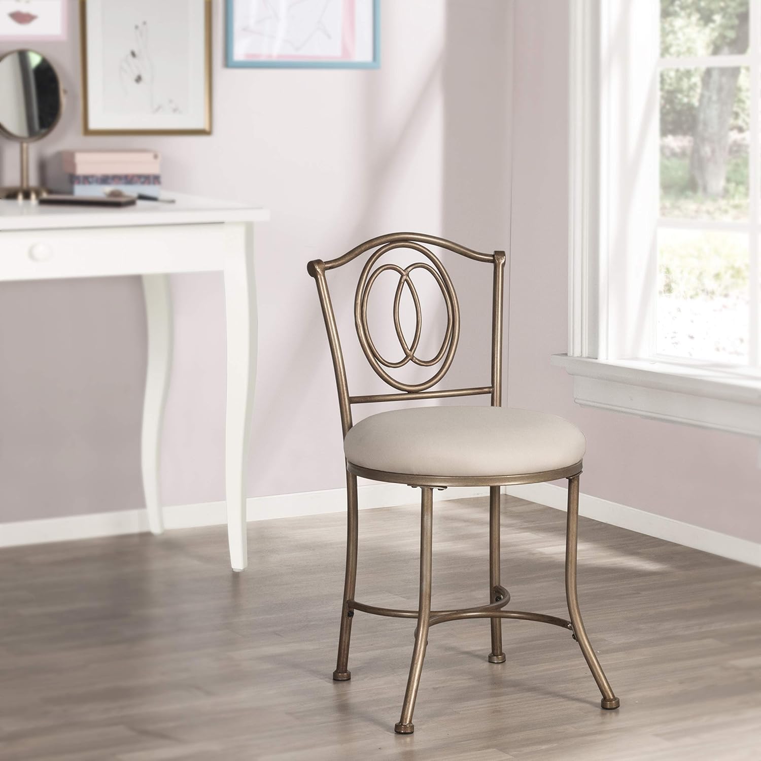 Hillsdale Emerson Metal Vanity Stool, Golden Bronze: Furniture & Decor