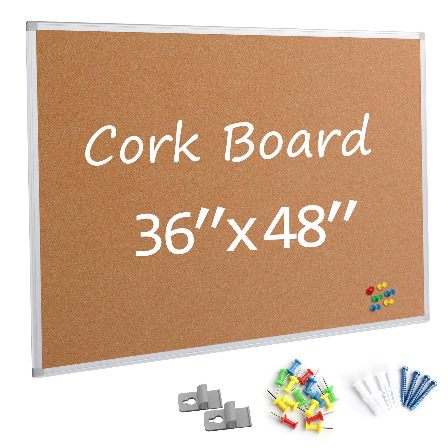Board2by Confezione Da 2 Bacheca In Sughero, 48 X 36, In Alluminio