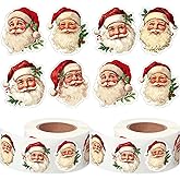 Pasimy 1000 Pcs Vintage Christmas Stickers Retro Santa Sticker Rolls Xmas Santa Claus Stickers for Cards Envelopes DIY Gift Packing Goodie Gift Bag Fillers Christmas Holiday Birthday Party Supplies