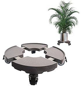 CASIMR Heavy Duty Plant Stand with Wheels,440lbs Capacity Plant Caddy,15-19 Inch Adjustable Indoor/Outdoor Round Flower Pot Rack on Rollers,Dolly Holder Planter Trolley Casters Rolling Tray Coaste