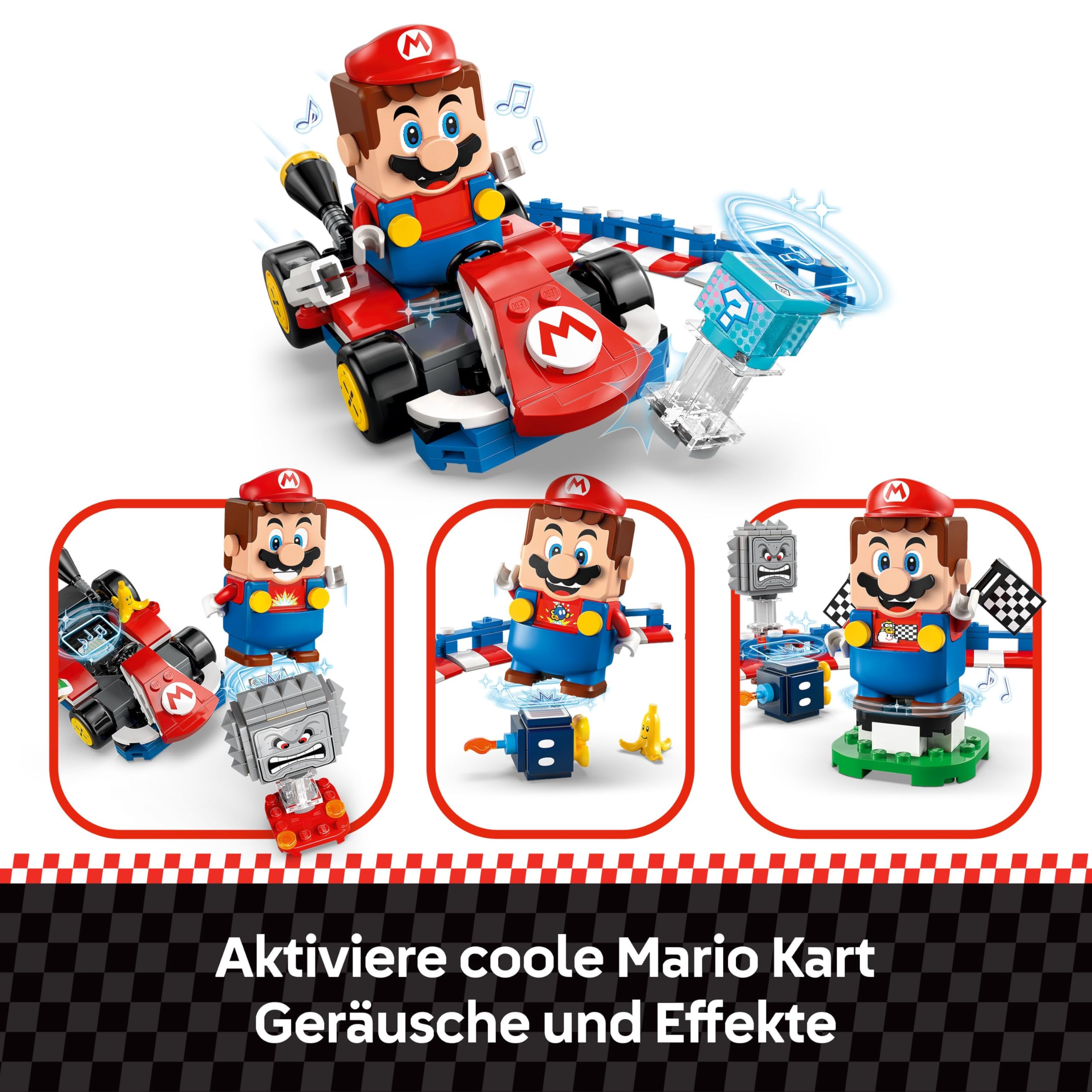 LEGO Mario Kart - Interaktiver Mario & Standard-Kart - Nintendo Spielzeug - Spiel Rennstrecke mit Auto, 3 Figuren, Podium & Barrieren - Gamer Geschenk für Jungen & Mädchen ab 7 Jahren - 72043 6