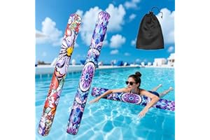 BTIZTLLA 2 Pack Inflatable Swim Pool Noodles, Soft Fabric Covered Large Swim Noodles, Premium Buoyancy for Swimming Floating
