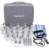 24 Cupping Set Massage Therapy Cups, Cupping kit for Massage Therapy, Professional Cupping Therapy Set with Hand Pumps, Suction Hijama Cups with Portable Case, for Cellulite Reduction, Pain Relief