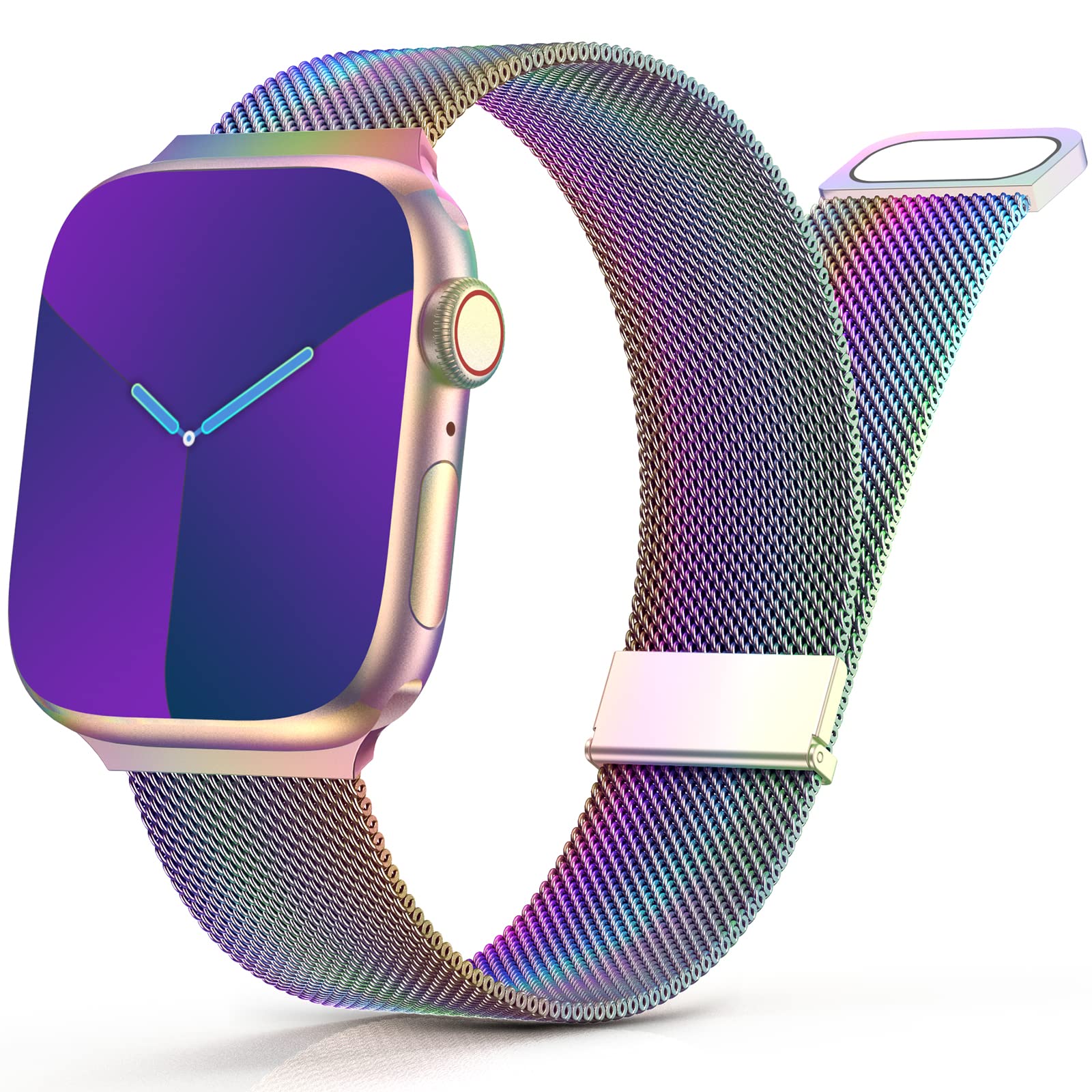 Yoohoo Milanese Loop for Apple Watch Straps 38mm 40mm 41mm 42mm 44mm 45mm 46mm 49mm Women Men,Adjustable Metal Band with Dual Magnetic Clasp for iWatch Series 11 10 9 8 7 6 5 4 3 SE3 Ultra3,MixedColor