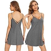 WiWi Cotton Lingerie for Women Sexy Full Slip Nightgown Lace Babydoll Chemise Mini Sleeveless Camisole Dress S-XXL
