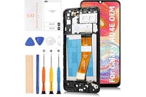Olivechard Original A04E A042 OEM Screen LCD Display +Black Frame for Samsung Galaxy A04e A042F A042M 6.5" LCD Screen Display Replacement Touch Digitizer Assembly Kit