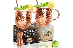 LINALL Moscow Mule Copper Mugs- Set of 2 Copper Plated Stainless Steel Mug 18oz, for Chilled Drinks (2 pcs)