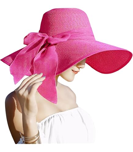 UUYYEO Womens Sun Straw Hat Wide Brim Summer Hat Foldable  display picture 1