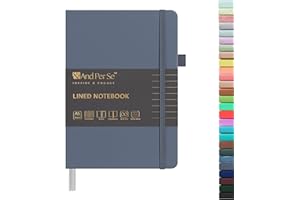 And Per Se A5 Lined Notebook - 160 Pages 100 GSM Thick Paper, Hardcover LAY-FLAT Journal with Pocket & 2 Bookmarks, for Writi