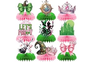 HAOLONGFA Witch Theme Party Table Decorations - Pink and Green Honeycomb Centerpieces for Movie Birthday Decor, Magical Witch Table Toppers and Party Supplies for Girls, Kids
