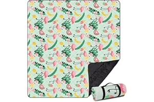 Airensky Extra Large(79 "x 83") Picnic Blanket, 3-Layer Thicking Outdoor Camping Blanket, Machine Washable Beach Blanket, Waterproof and Wear-Resistant, Soft and Comfortable(Pink Flamingo)