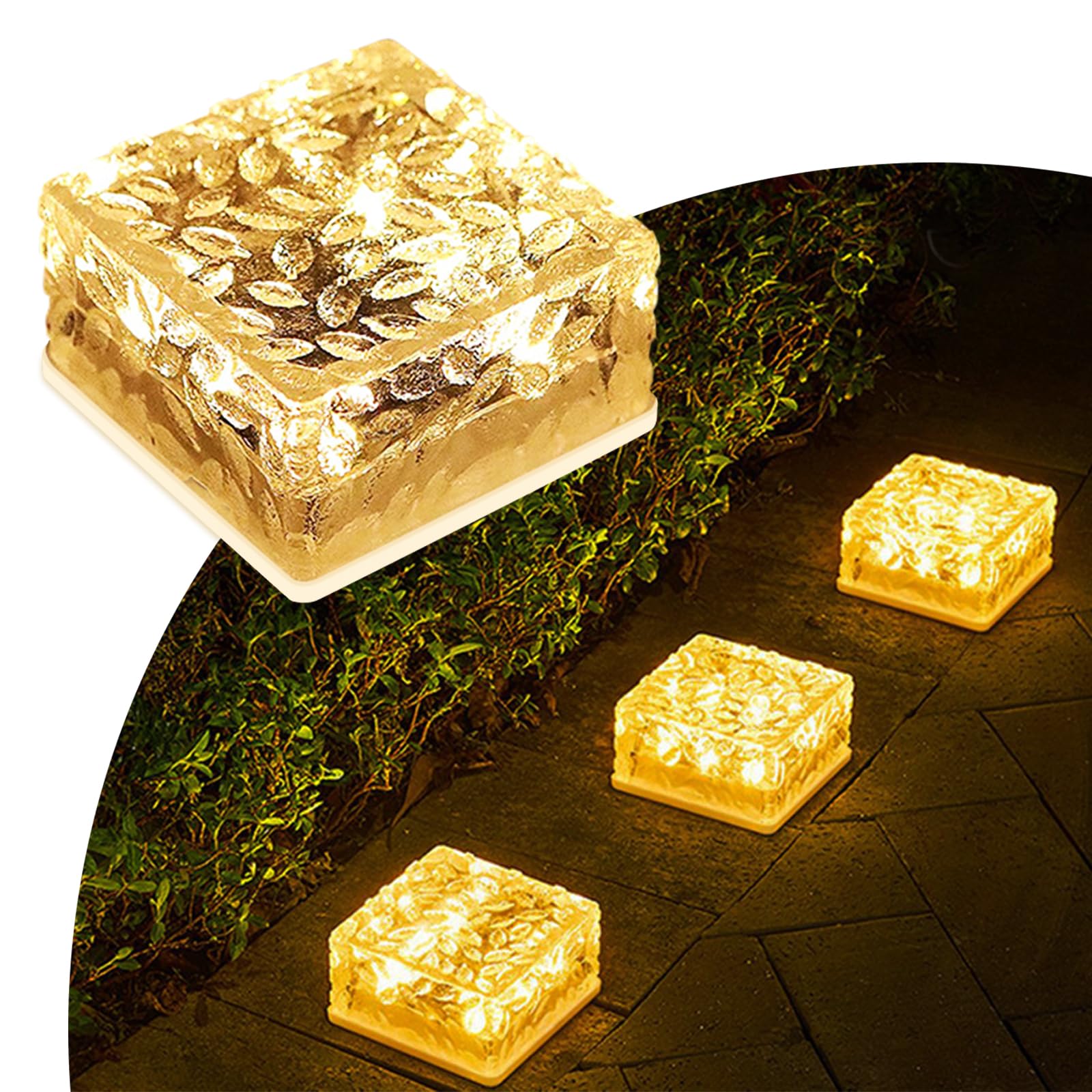 MEDOYOH 1PCS Warmwhite Light Solar Light PVC Brick, 10x10x5CM Solar Ground Light On/Off Ponds Lights Outdoor Garden Ornaments — image 1