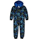 The Children's Place boys Long Sleeve Fleece Hooded Zip Front One Piece Pajamas