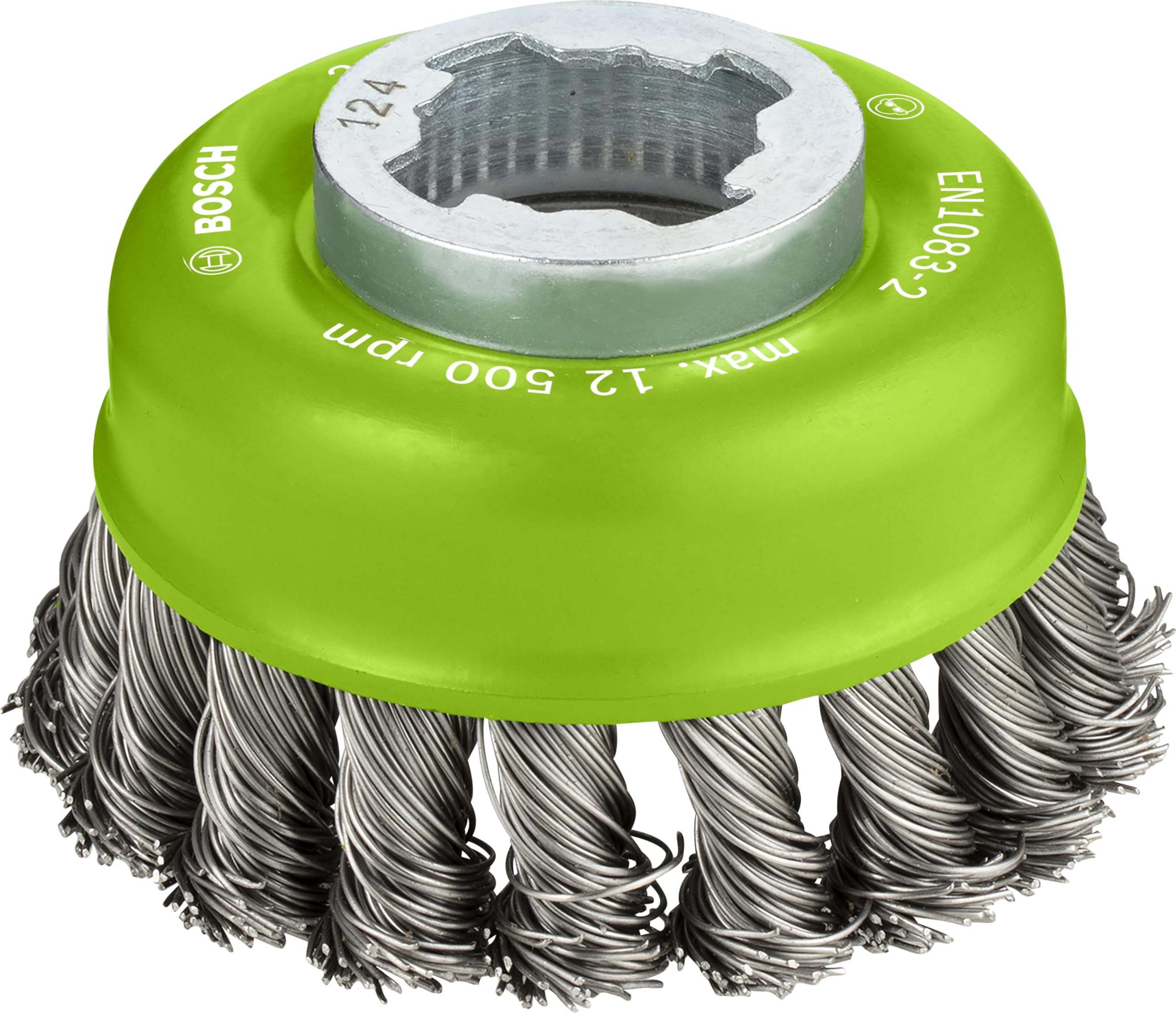 Bosch 1x PRO Stainless Steel Longlife Cup Brush, Knotted Wire for Small Angle Grinder and X-Lock (for Steel, Ø 75 mm, Professional Accessory Small Angle Grinder)