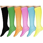 Winterlace 6 Pairs Cotton Knee High Socks for Women, Colorful Thick Ribbed Soft Knit Cozy Long Boot Sock